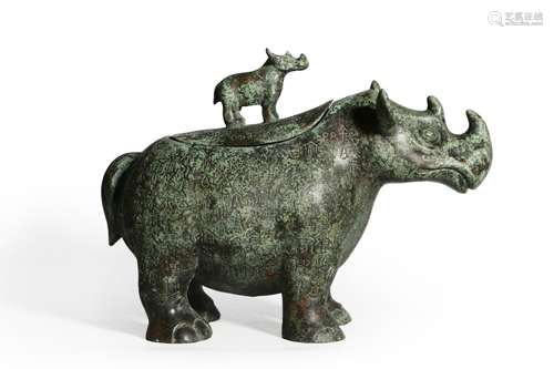 A bronze rhinoceros ornament