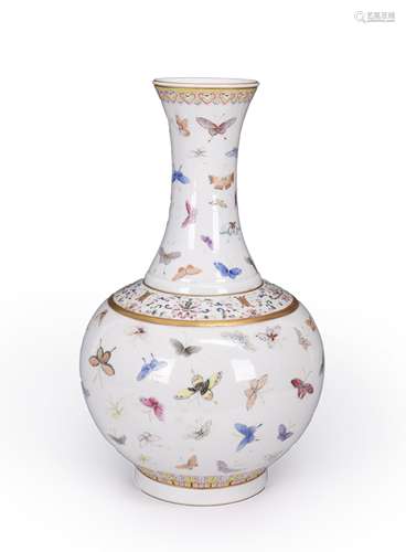 A famille rose butterfly porcelain vase