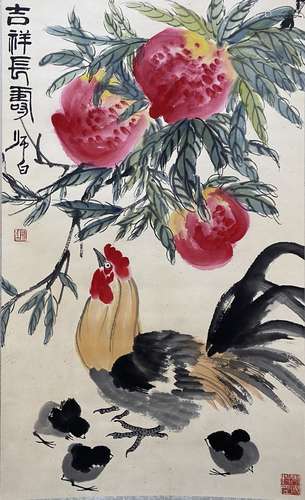 A Chinese bird-and-flower painting, Lou Shibai mark