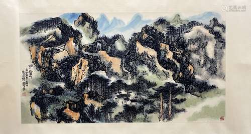 A Chinese landscape painting, Lai Shaoqi mark