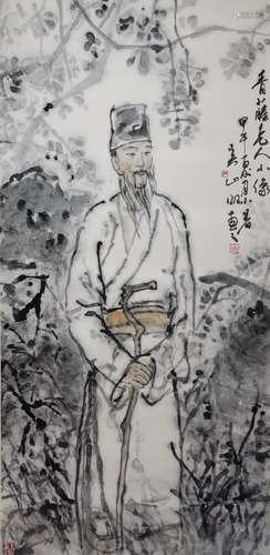 A Chinese figure painting, Wu Shanming mark