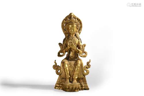 A gilding copper sitting Maitreya statue