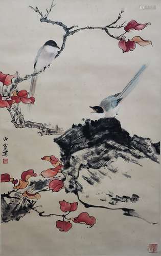 A Chinese bird-and-flower painting, Tian Shiguang mark