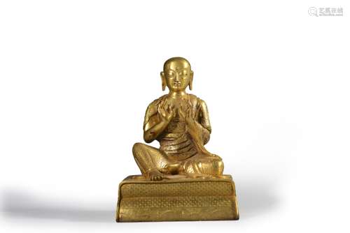 A gilding copper Kshitigarbha statue