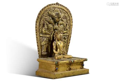 A gilding copper sitting Amitabha statue