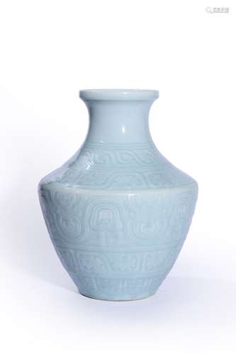 A kui dragon carved azure glazed porcelain zun