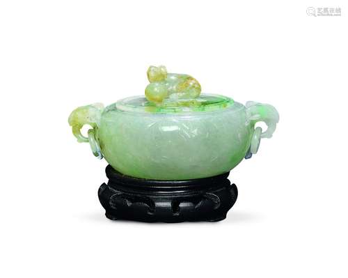 A jadeite box with goat head-shaped ears