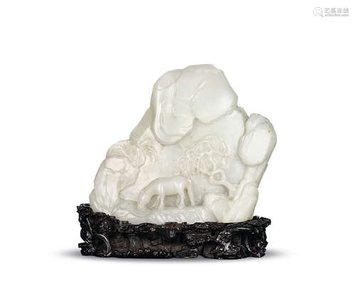 A white jade carved mountain-shaped  ornament