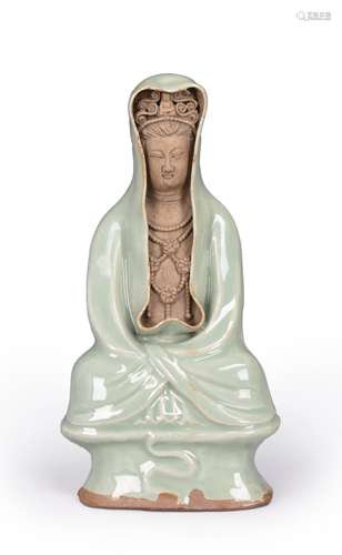 A Longquan kiln porcelain Guanyin ornament