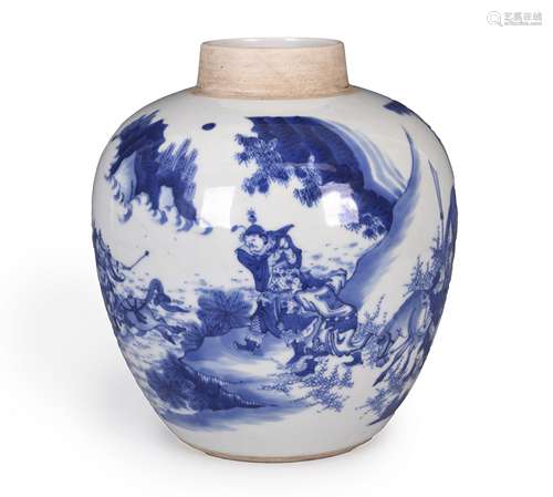 A blue and white figure porcelain jar