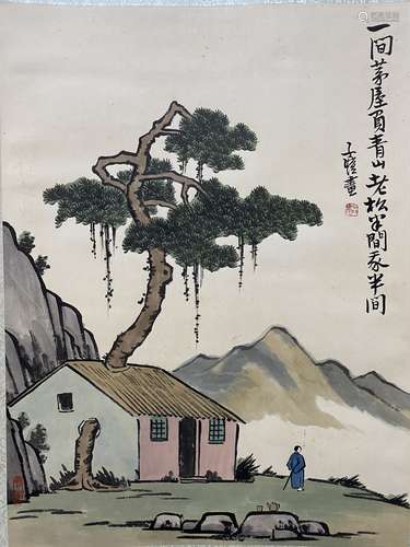 A Chinese figure painting, Feng Zikai mark