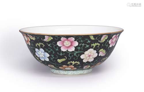 An ink colored flower porcelain bowl