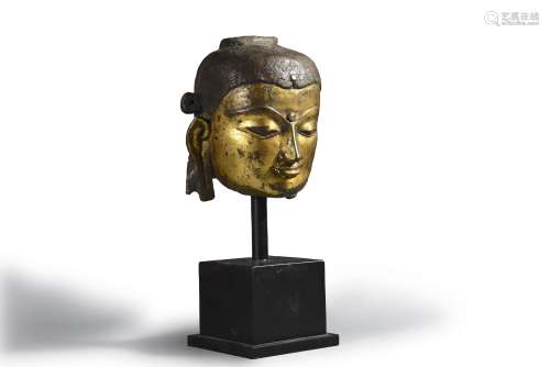 A gilding copper buddha head