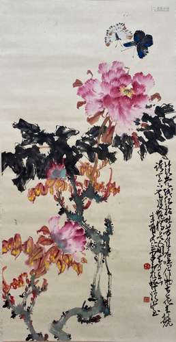 A Chinese bird-and-flower painting, Zhao Shaoang mark