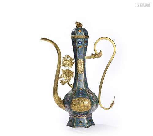 A cloisonne enamel ewer