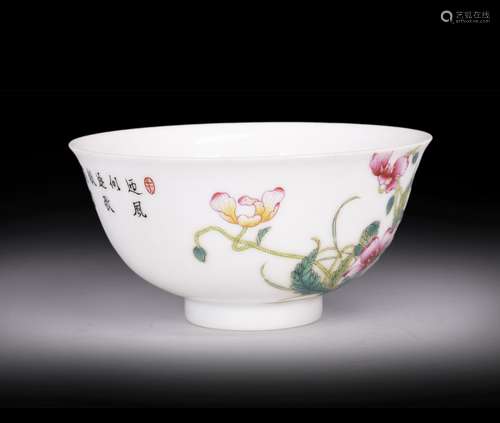 An enamel flower porcelain bowl