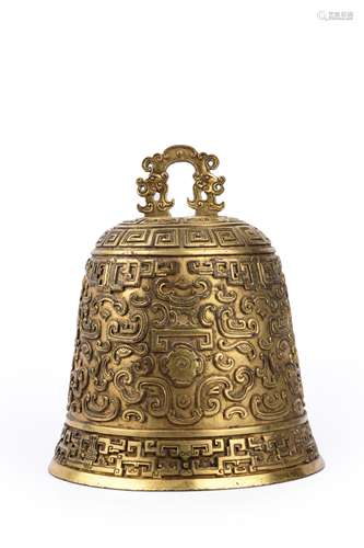 A beast face patterned gilding copper bell