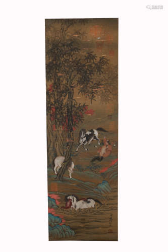 Zhao Zi Ang, Five Horses Painting