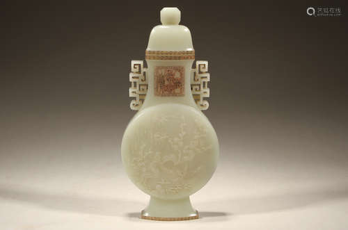 Qing Dynasty, White Jade Carving Vase