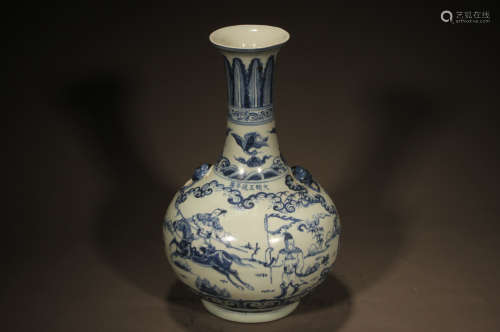 Ming Dynasty, Blue and White with Figures Vase