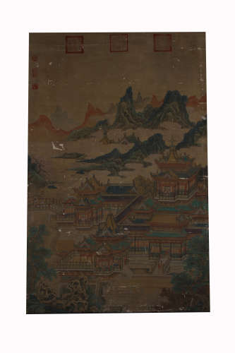Chou Ying, A Chinese Painting and Calligraphy on Silk