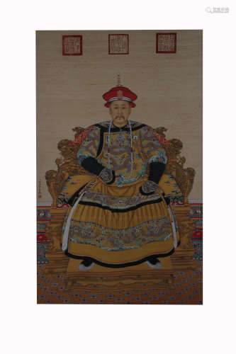 Lang Shi Ning,  Qing Yueng Cheng Portrait Painting on Silk