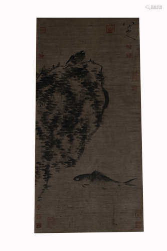 Ba Da Shan Ren, Birds and Fish  Chinese Painting on Paper