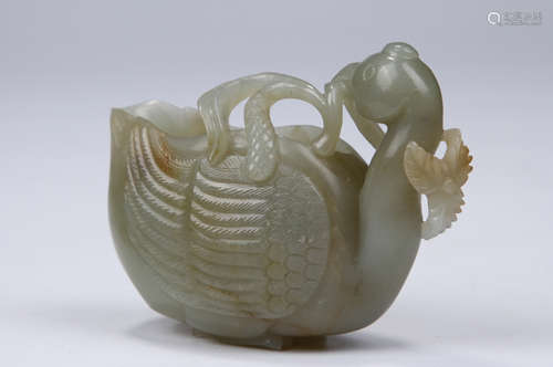 White Jade Goose Shape Water Pot