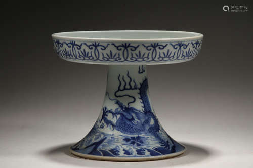 Blue and White with Dragon Pattern Plate