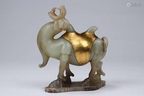 Jade Camel with Gold Ornament