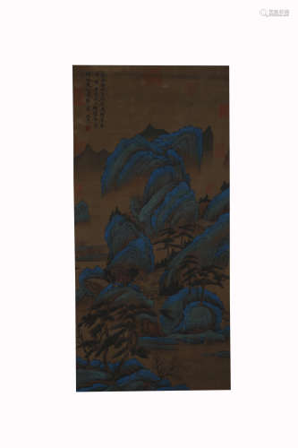 Shen Zhou Landscape Painting on Silk
