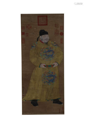 Ding Guanpeng, Figure Statue Painting on Silk
