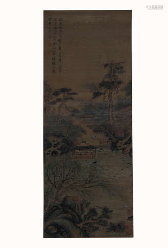 Shen Zhou, Landscape Painting on Silk