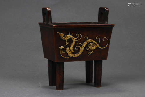 Bronze Incense Burner with Dragon Pattern
