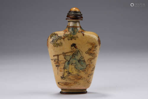 Qing Dynasty, Enamel Figure Snuff Bottle