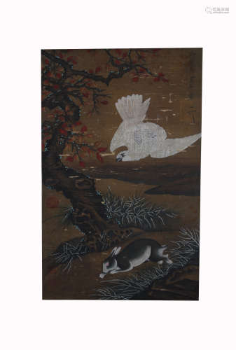 Song Hui Zong,Eagle Catching Rabbit Painting