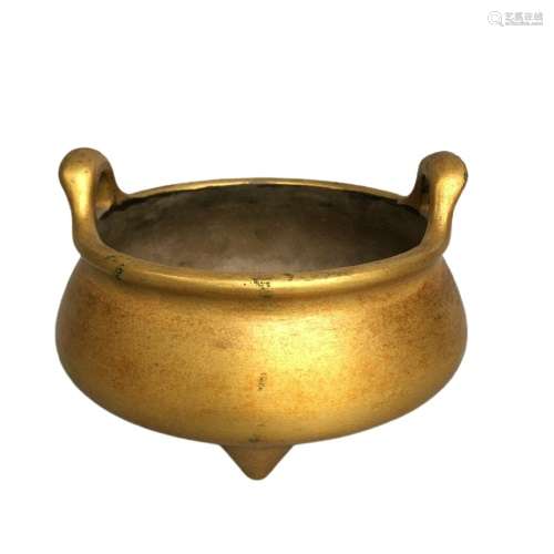 Chinese Gilt Bronze Incense Burner Censer Xuande Mark