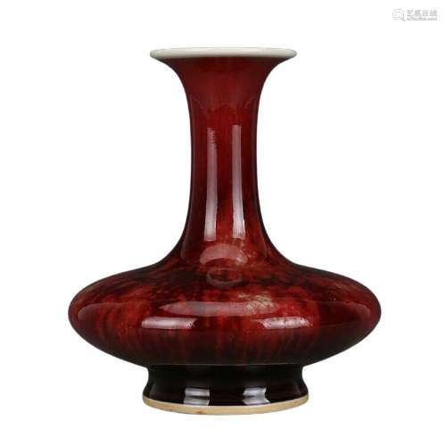 Chinese Red Glazed Porcelain Vase Kangxi Mark