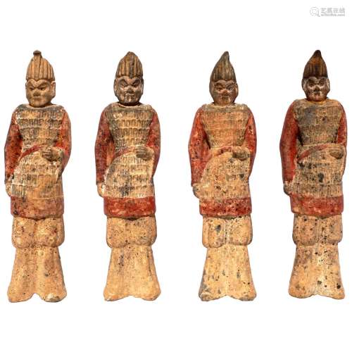 Chinese Pottery Terracotta Army Statue Set Tang Dynasty