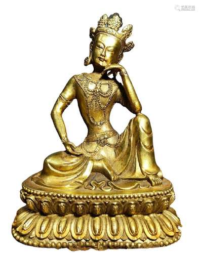 Chinese Gilt Bronze Buddha Figure Qing Dynasty