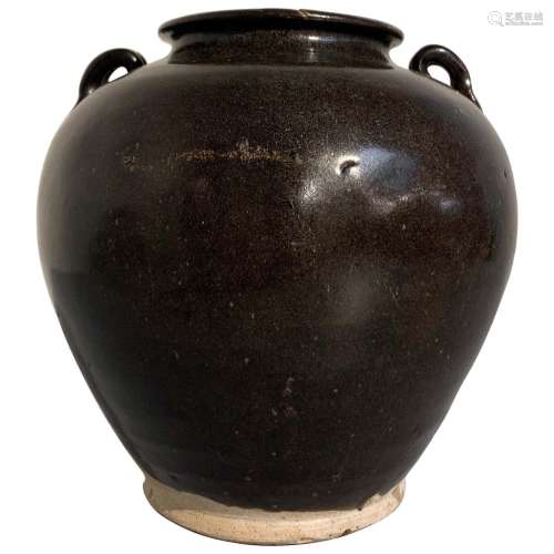 Chinese Black Glazed Porcelain Jar Yuan Dynasty