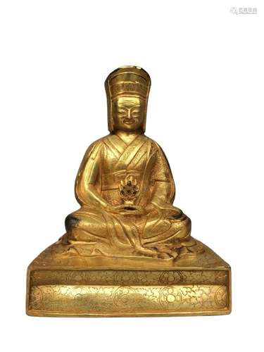 Chinese Gilt Bronze Buddha Figure Qing Dynasty