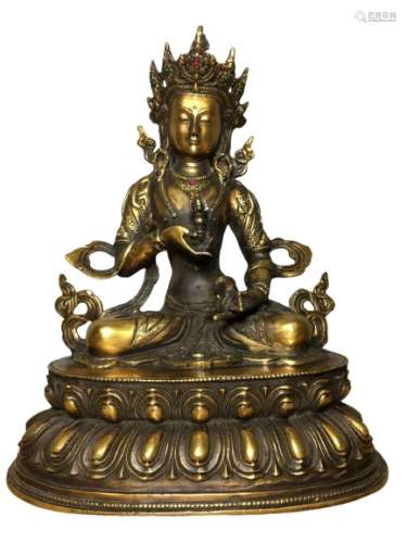 Chinese Gilt Bronze Buddha Figure Qing Dynasty