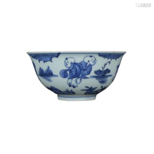 Chinese Blue And White Porcelain Bowl Wanli Mark