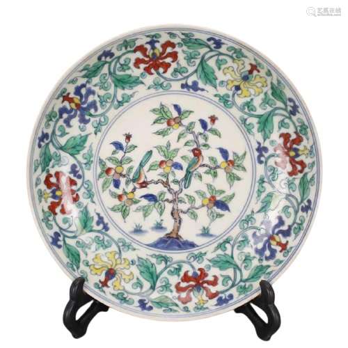 Chinese DouCai Porcelain Plate Chenghua Mark