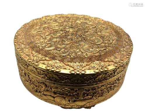 Chinese Gilt Bronze Jewelry Box Qianlong Mark