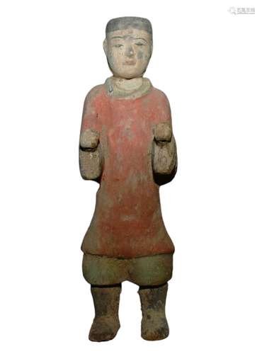 Chinese Pottery Man Statue Tand Dynasty