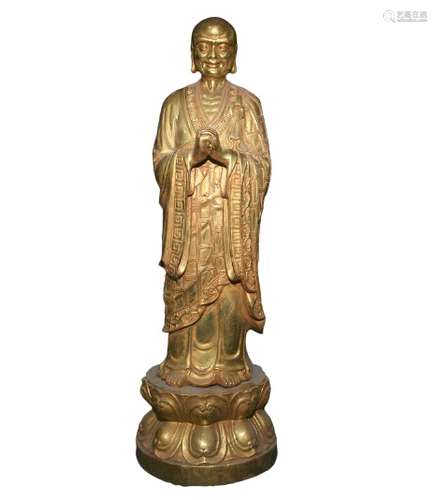 Chinese Gilt Bronze Buddha Figure Qing Dynasty