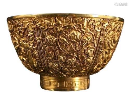 Chinese Gilt Bronze Bowl Qing Dynasty