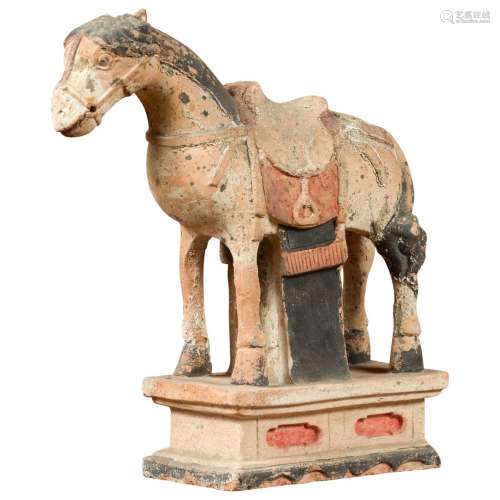 Chinese Pottery Painted Horse Statue Tang Dynasty